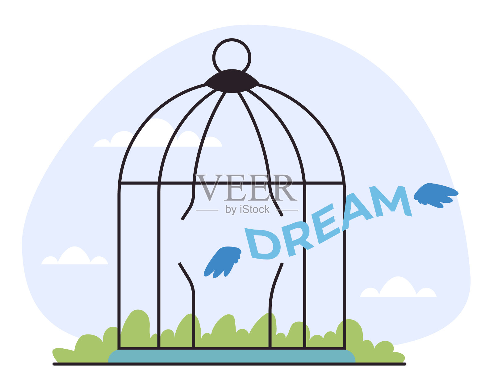 希望和梦想飞走，失落和绝望孤立的概念。矢量平面图形设计插图插画图片素材