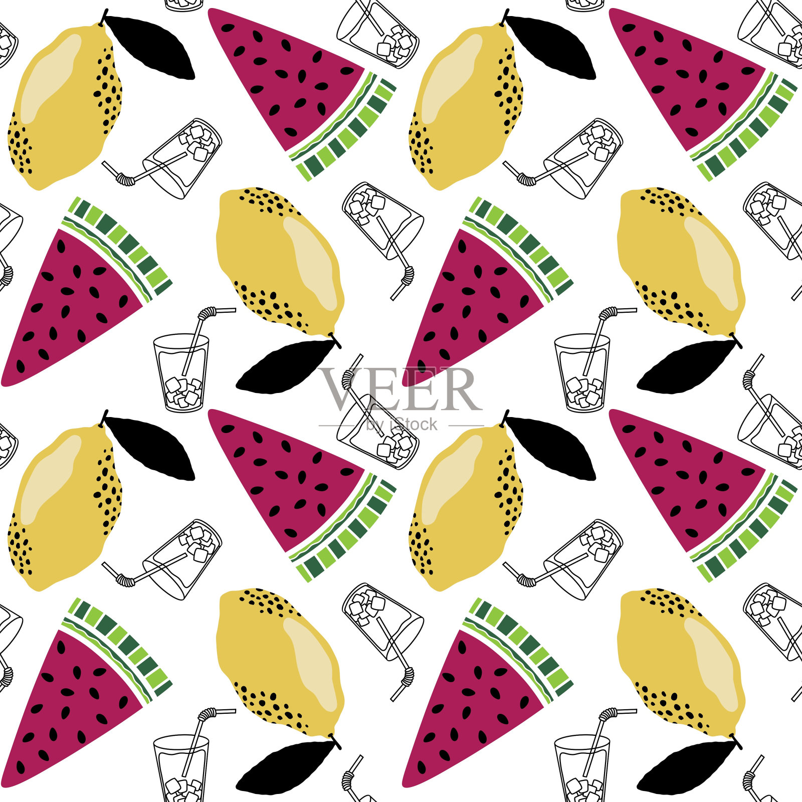 水果无缝花纹用于织物和纺织品及包装插画图片素材