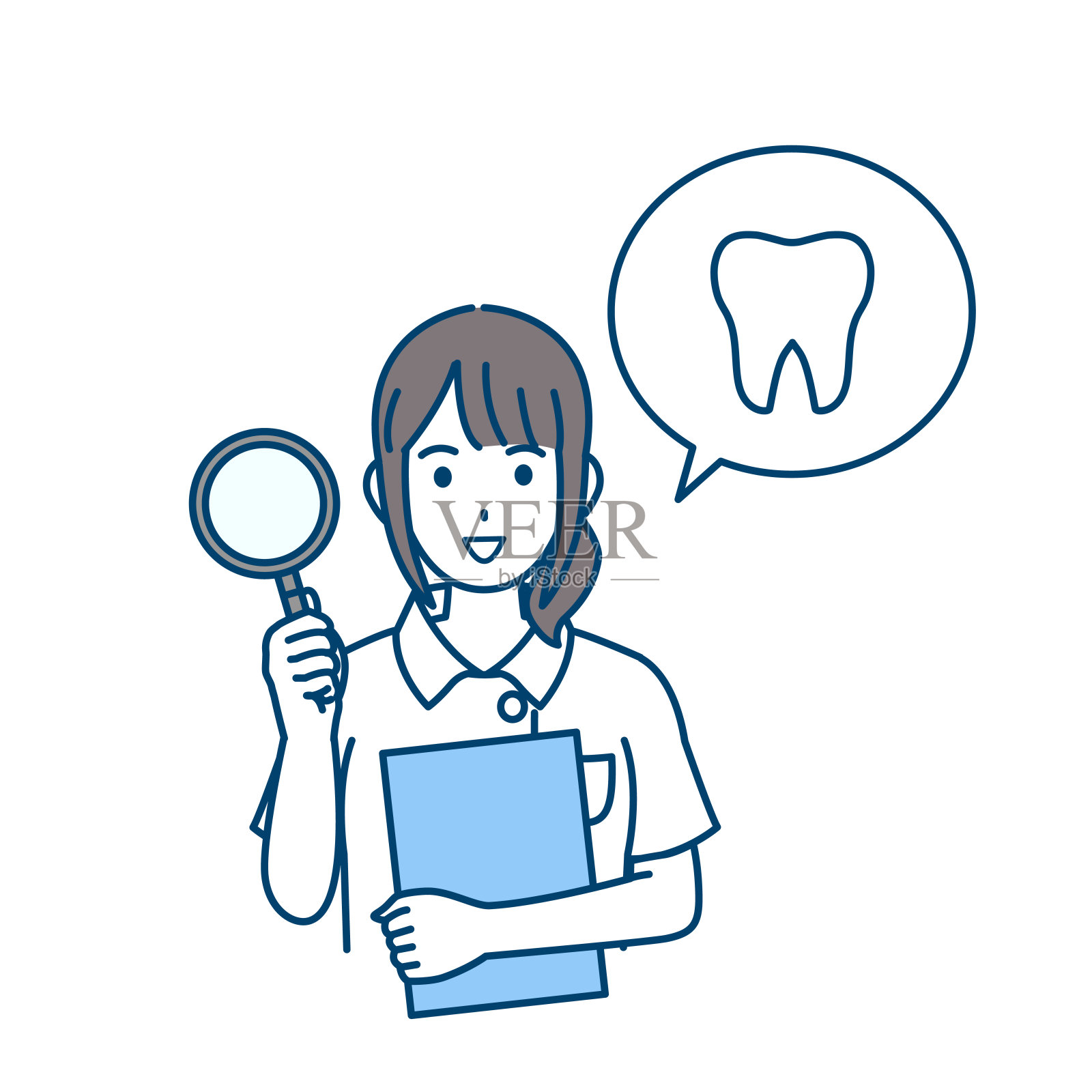牙科保健师检查牙齿插画图片素材