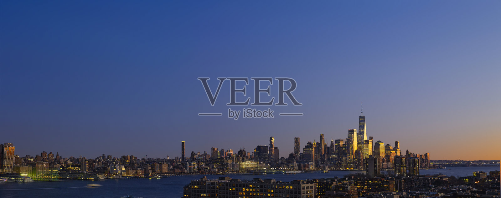 曼哈顿日落美景照片摄影图片