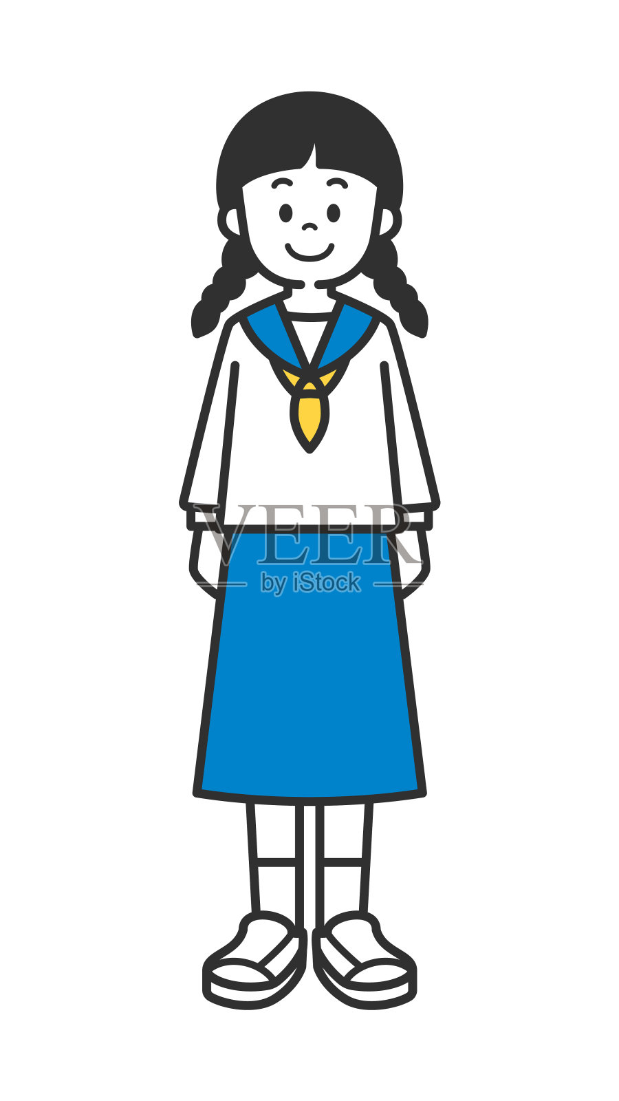 一个女孩穿着校服的插图插画图片素材