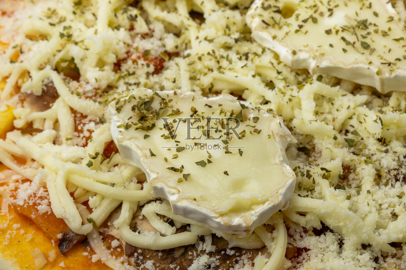 生山羊芝士披萨特写照片摄影图片