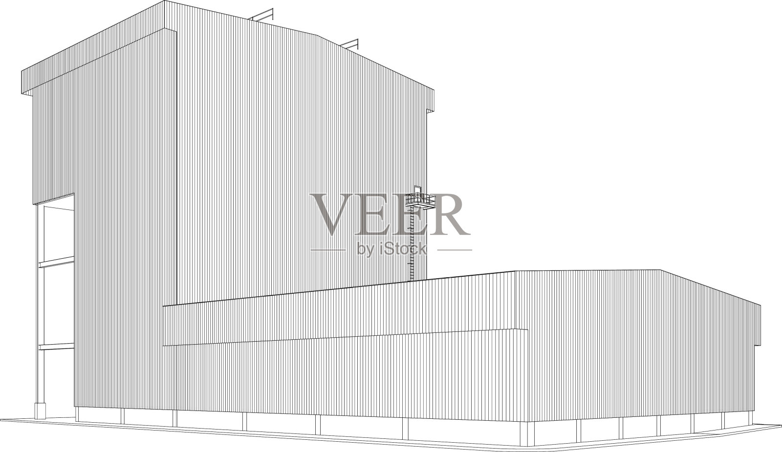 工业建筑的三维插图插画图片素材