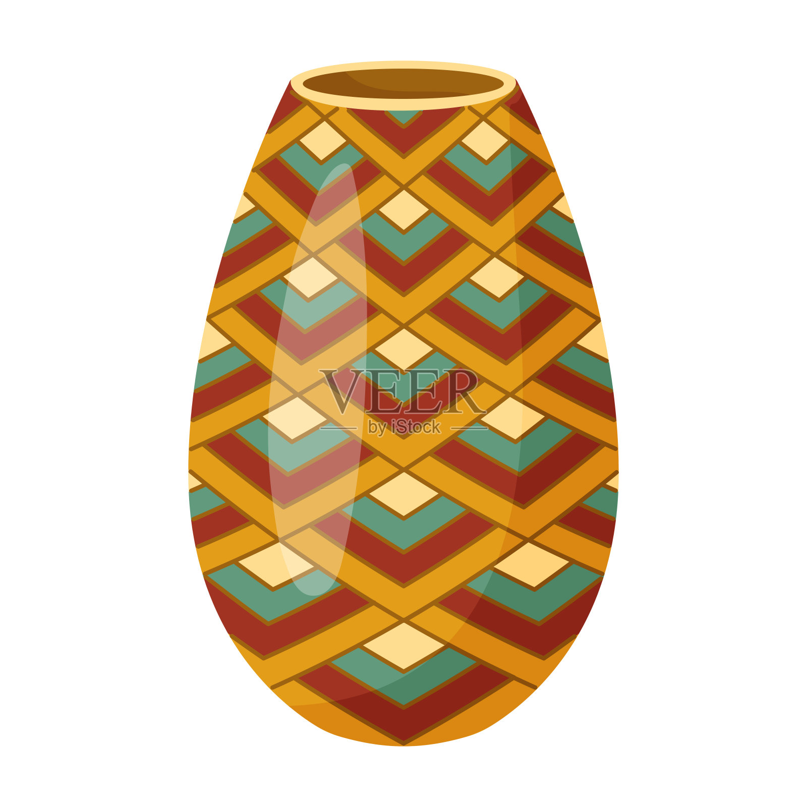 陶瓷花瓶孤立在白色上插画图片素材