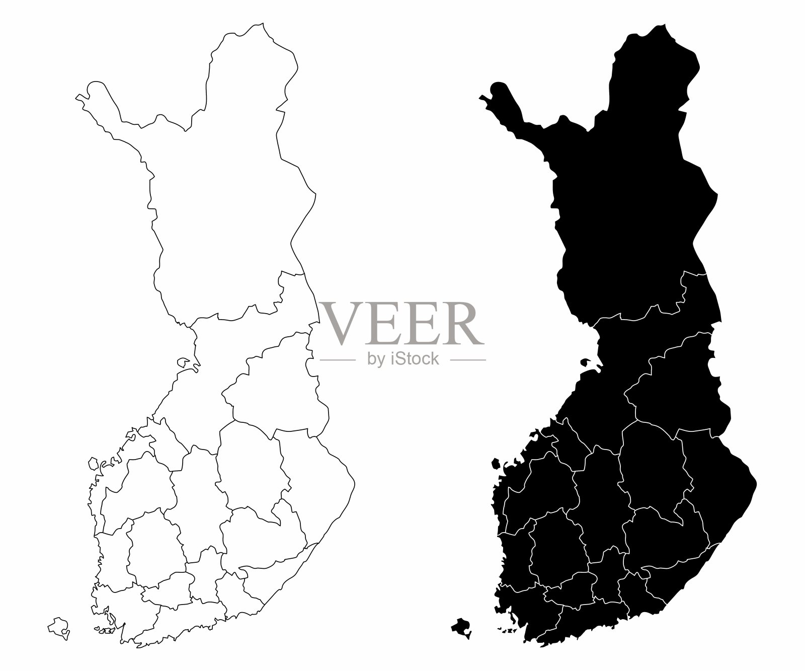 芬兰行政地图插画图片素材