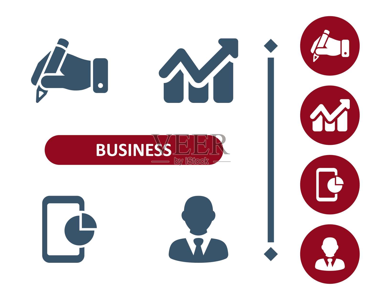 业务图标。投资，投资，手，写，图表，图形，智能手机，饼图，商人图标插画图片素材