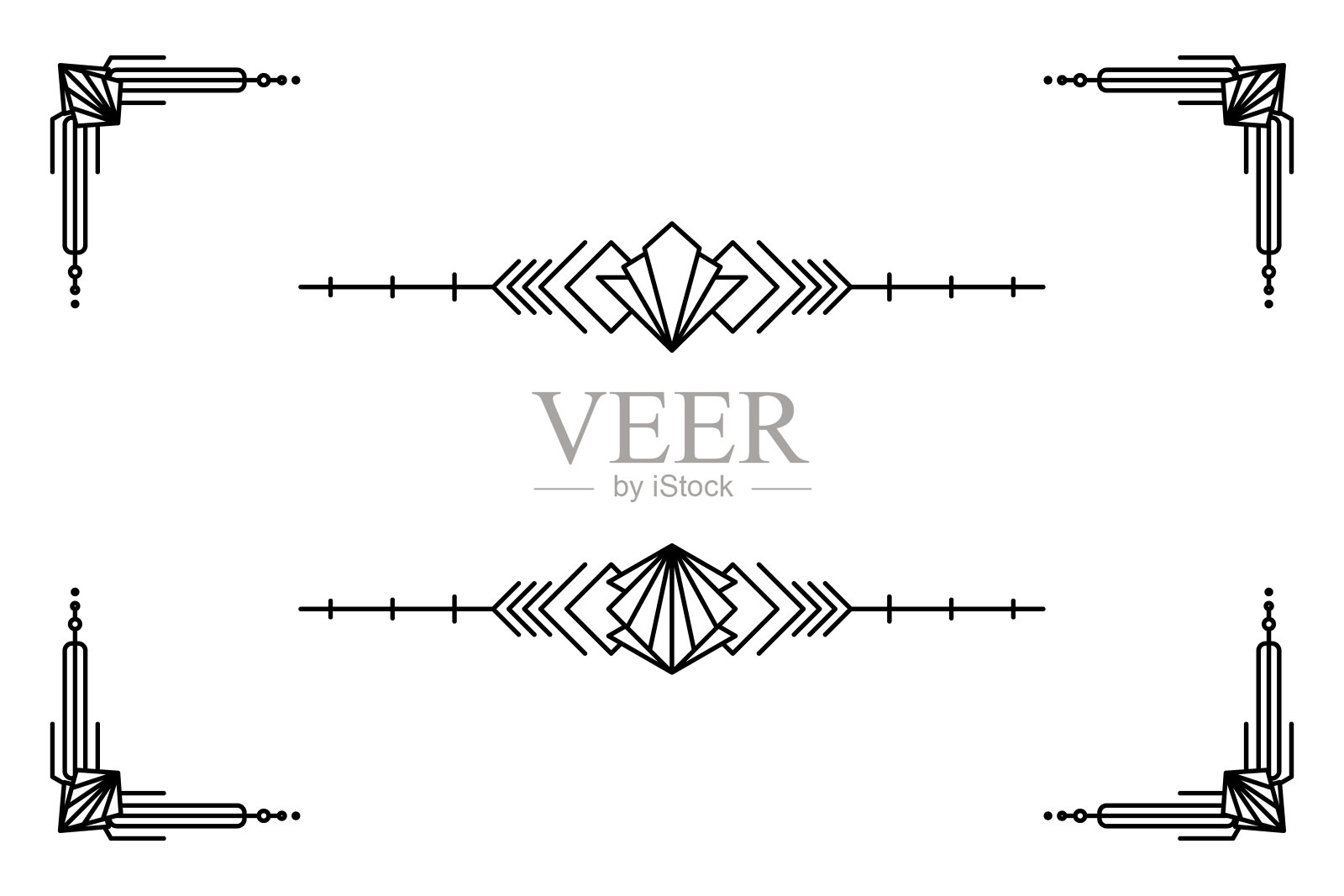 装饰艺术线条边框。现代阿拉伯金色框架，装饰线条边框和几何金色标签框架矢量设计元素插画图片素材