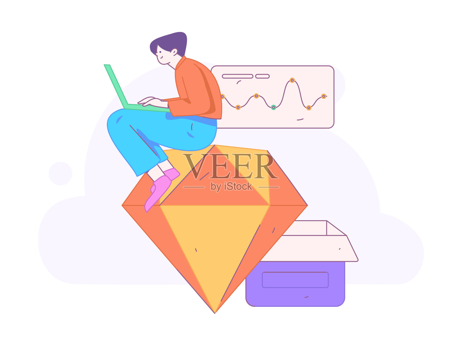 平面矢量插图的业务人员操作的工作场景插画图片素材