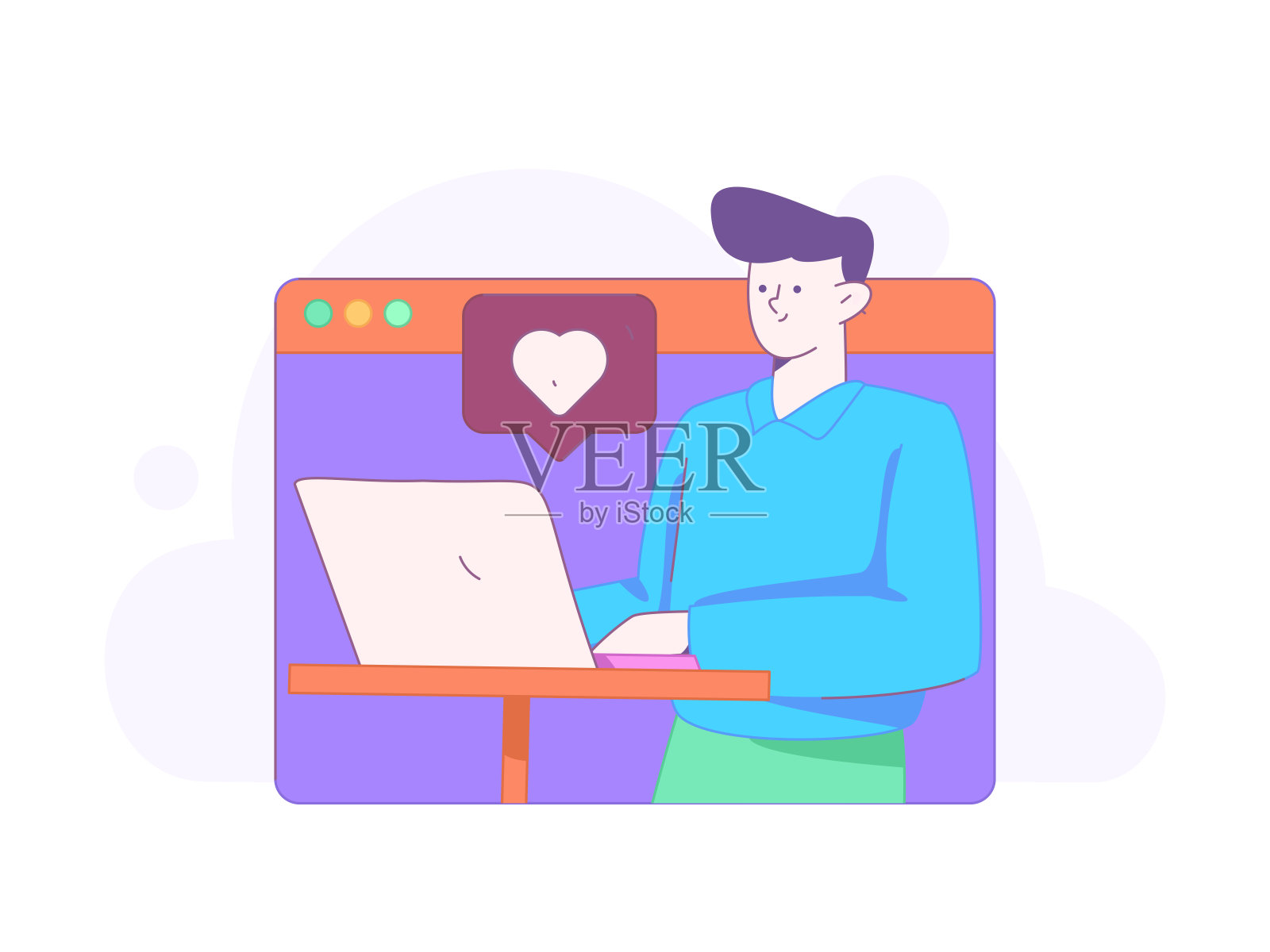 平面矢量插图的业务人员操作的工作场景插画图片素材