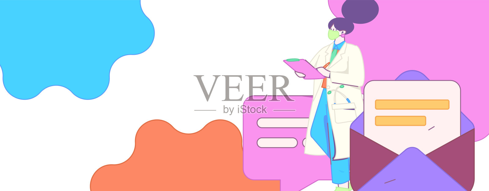 医生检查病人平面矢量概念操作手绘插图插画图片素材