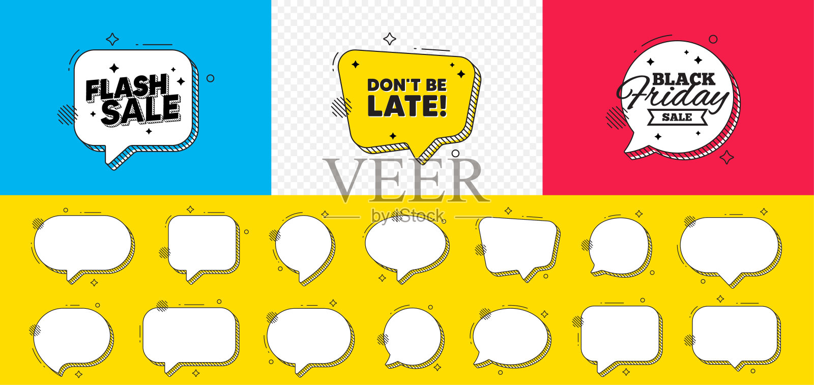 不要迟到。特价价格标志。黑色星期五聊天演讲泡沫。向量插画图片素材