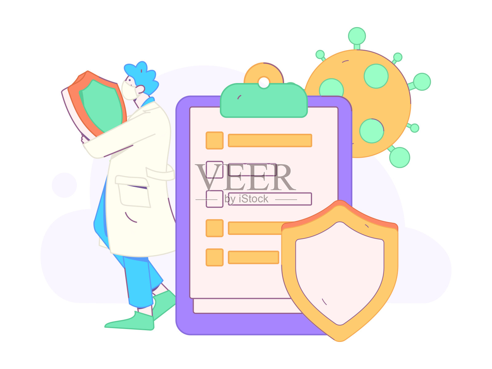 医生检查病人平面矢量概念操作手绘插图插画图片素材