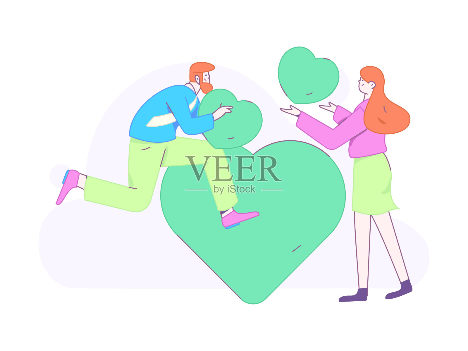 情人节快乐扁平化人物矢量概念商业手绘插画插画图片素材