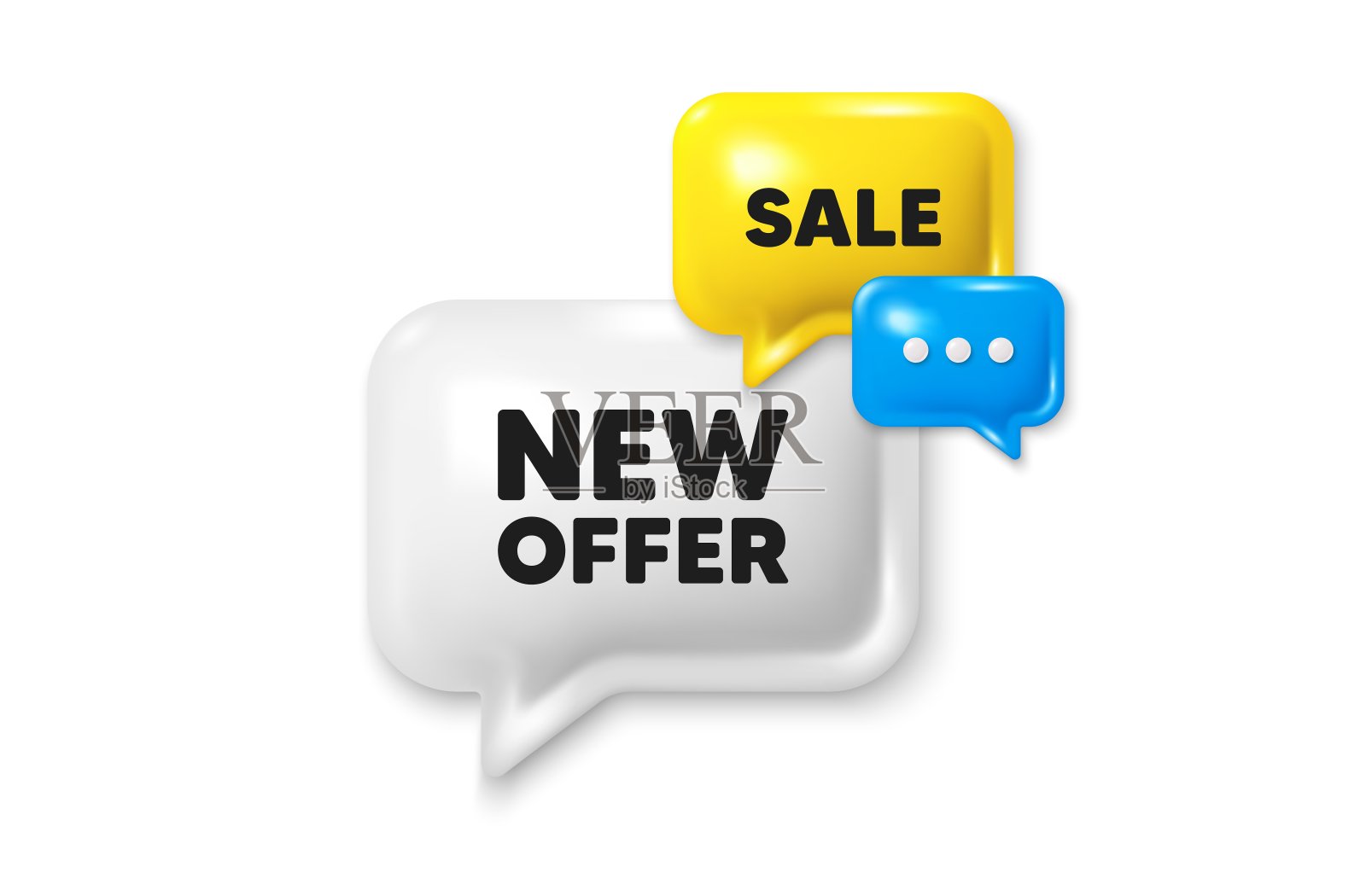 新的报价标签。特价标牌。折扣语音泡沫提供3d图标。向量插画图片素材