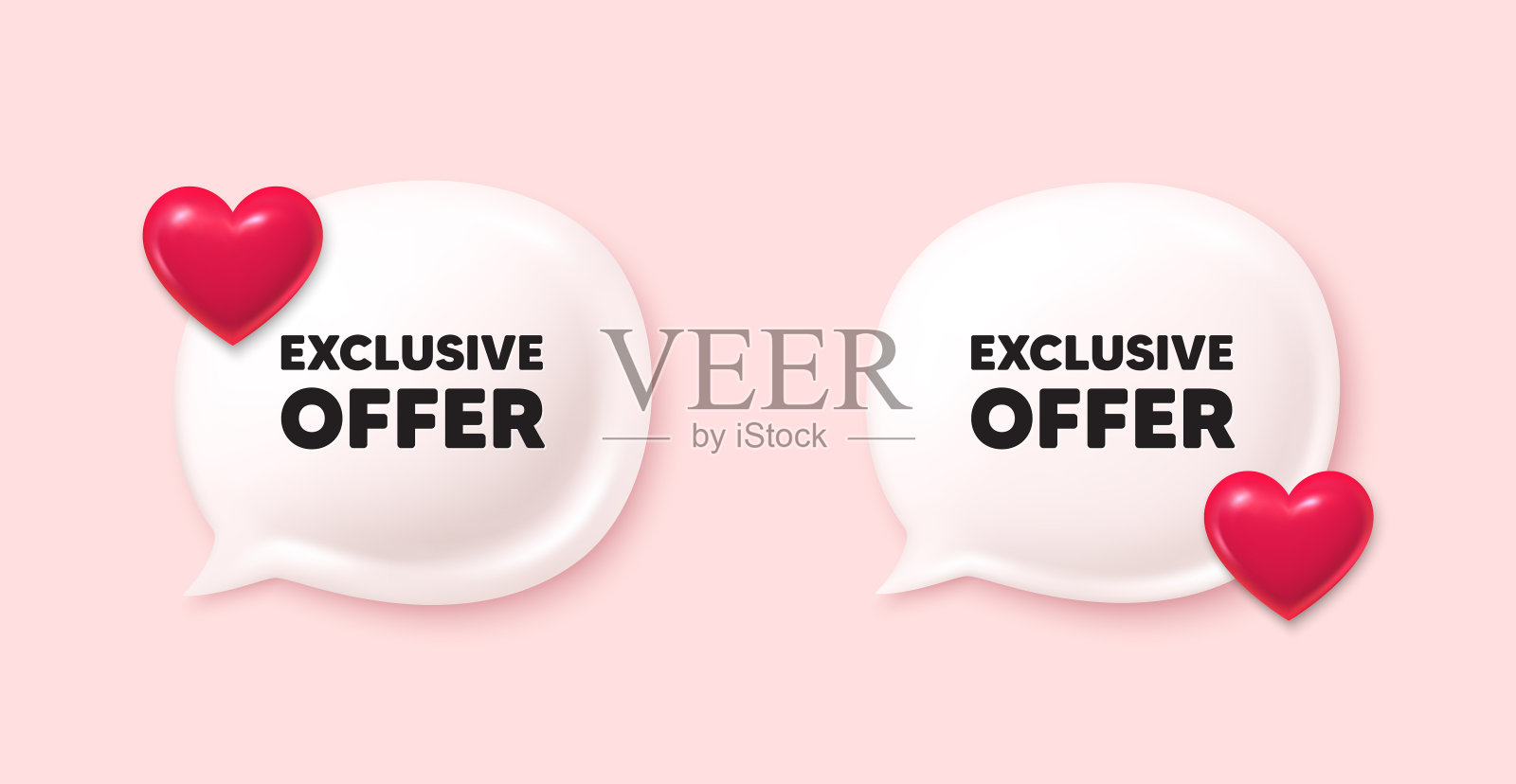 独家报价标签。销售价格标志。聊天语音气泡3d图标。向量插画图片素材