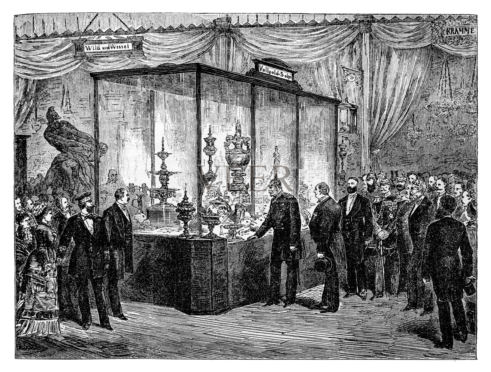 皇帝参观贸易展览会插画图片素材