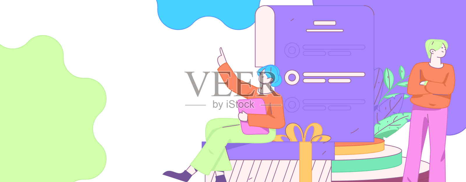 邀请朋友进行问卷平面矢量概念操作手绘插画插画图片素材