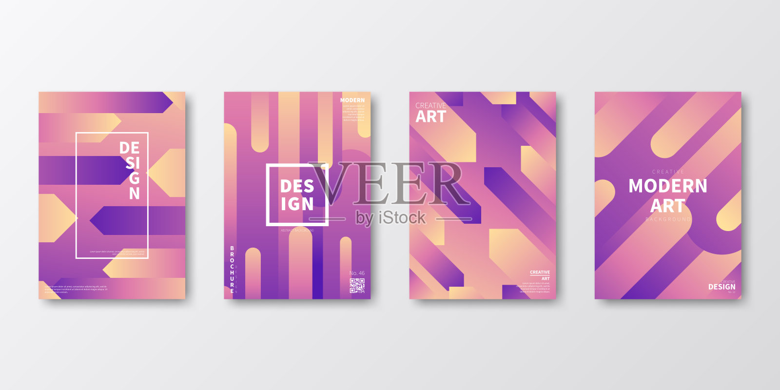 宣传册模板排版，紫色封面设计，商业年报，传单，杂志插画图片素材