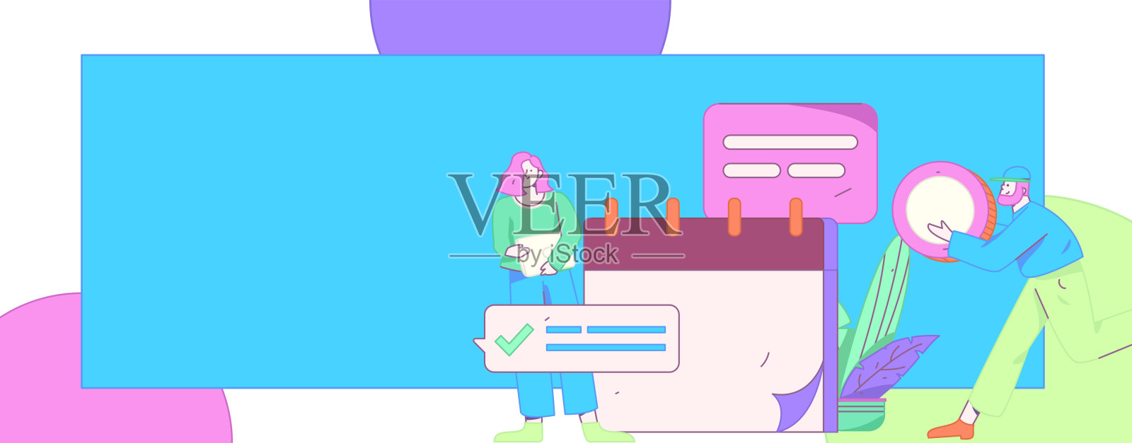 签到字符平面矢量概念操作手绘插图插画图片素材