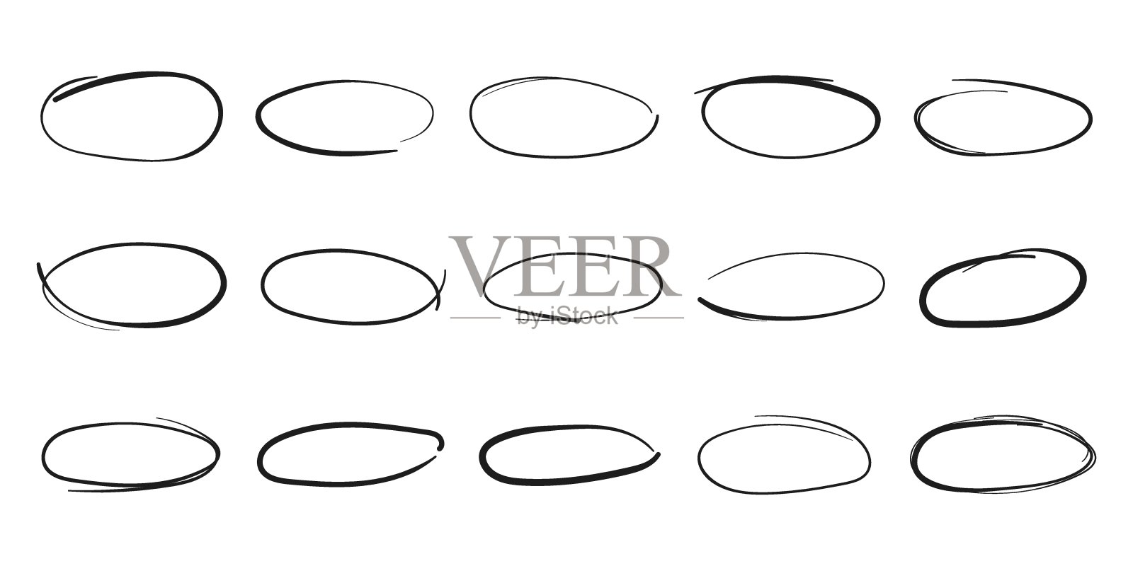 手绘风格的圆线草图图标。圆形涂鸦涂鸦矢量插图孤立的背景。铅笔或钢笔泡泡标牌的经营理念。插画图片素材