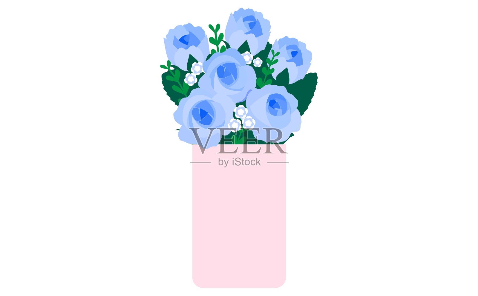 花瓶里的蓝玫瑰插图插画图片素材