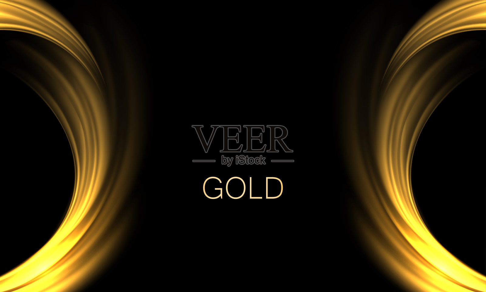 插图与孤立的金色弧线在黑色背景上闪闪发光插画图片素材