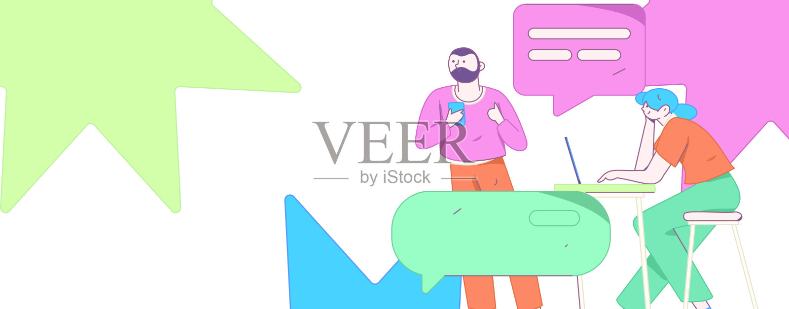 与顾问沟通平面矢量字符概念操作手绘插画插画图片素材