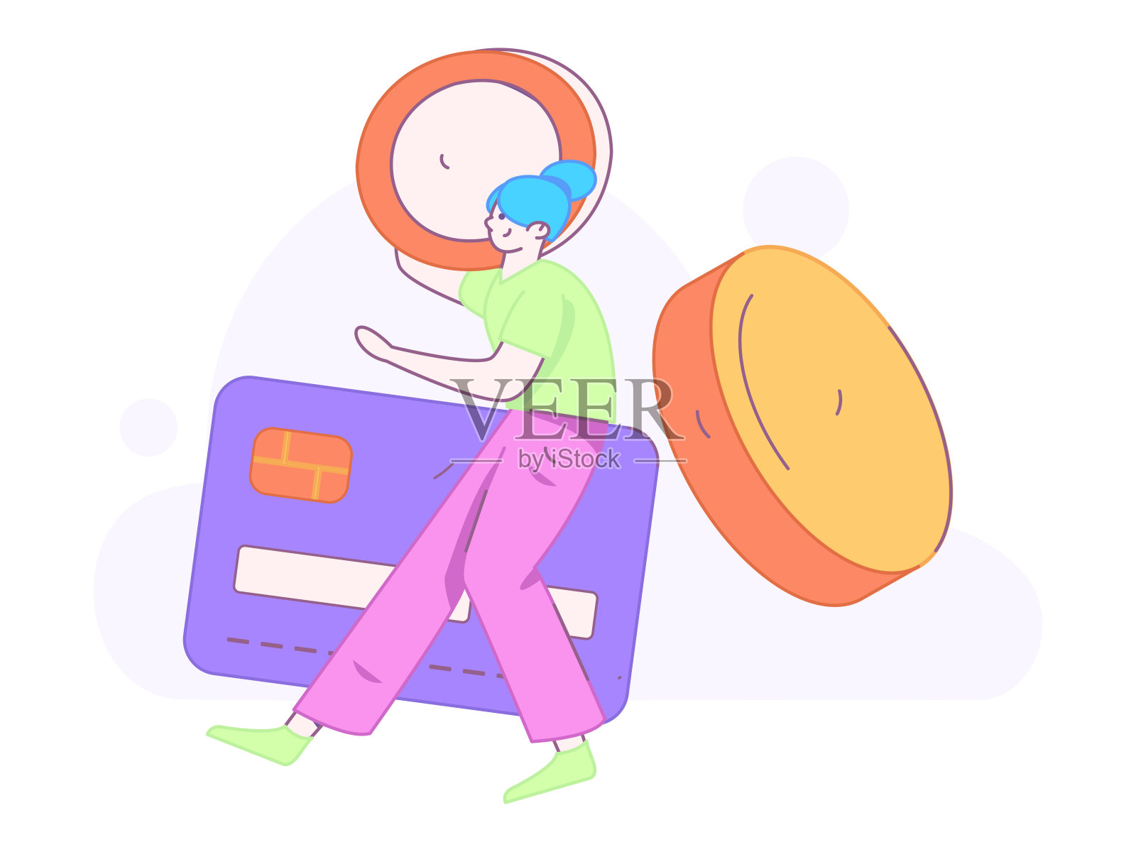 网上购物支付安全字符平面矢量概念操作手绘插图插画图片素材