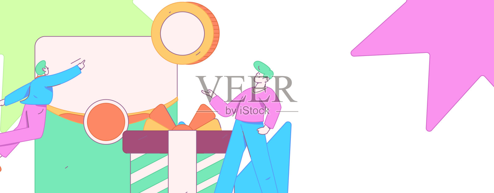 使用红包来吸引新客户和促进活动。平面矢量字符概念插图插画图片素材