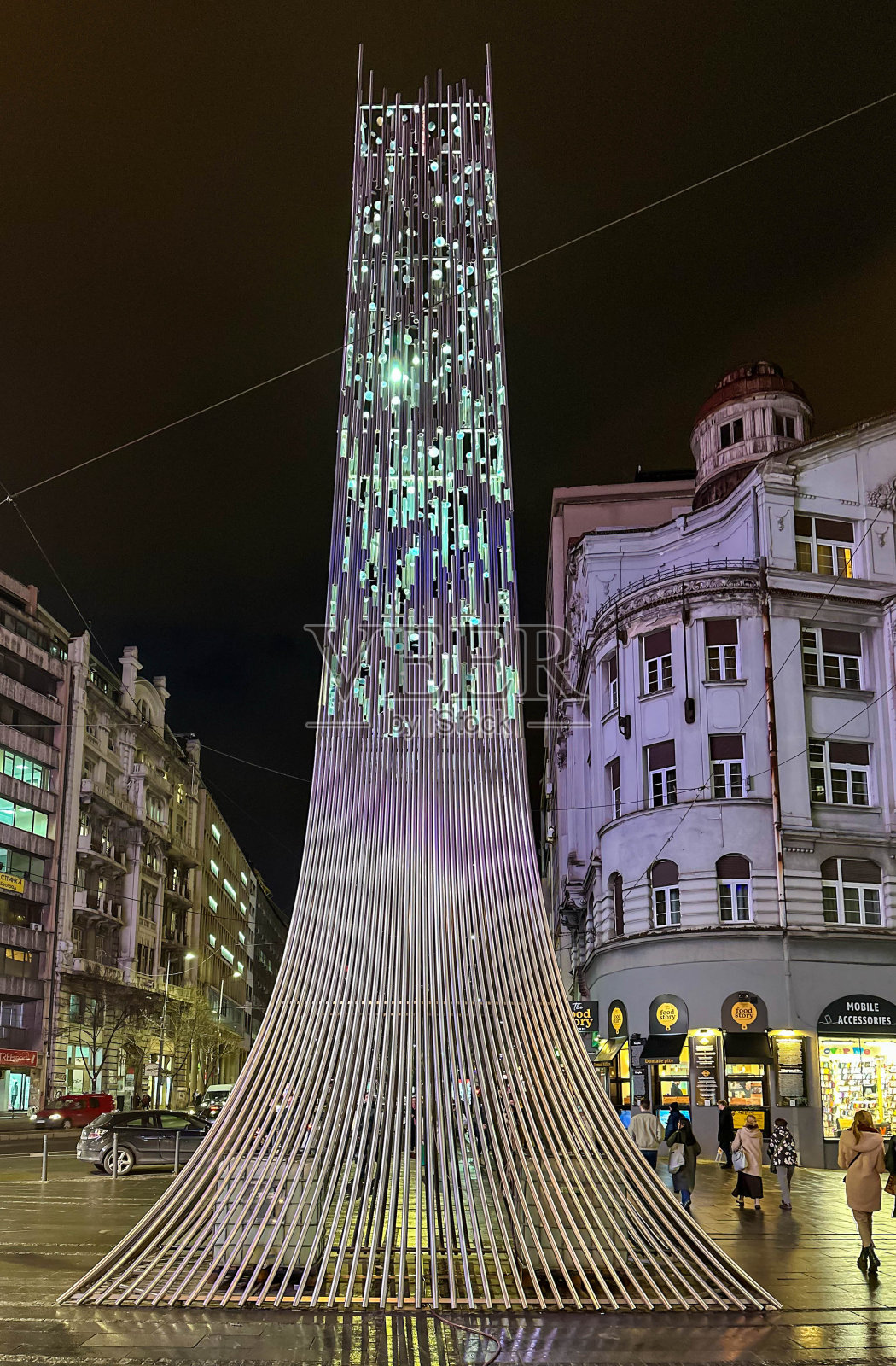 贝尔格莱德Knez Mihajlova街应用艺术学院学生的装置作品照片摄影图片