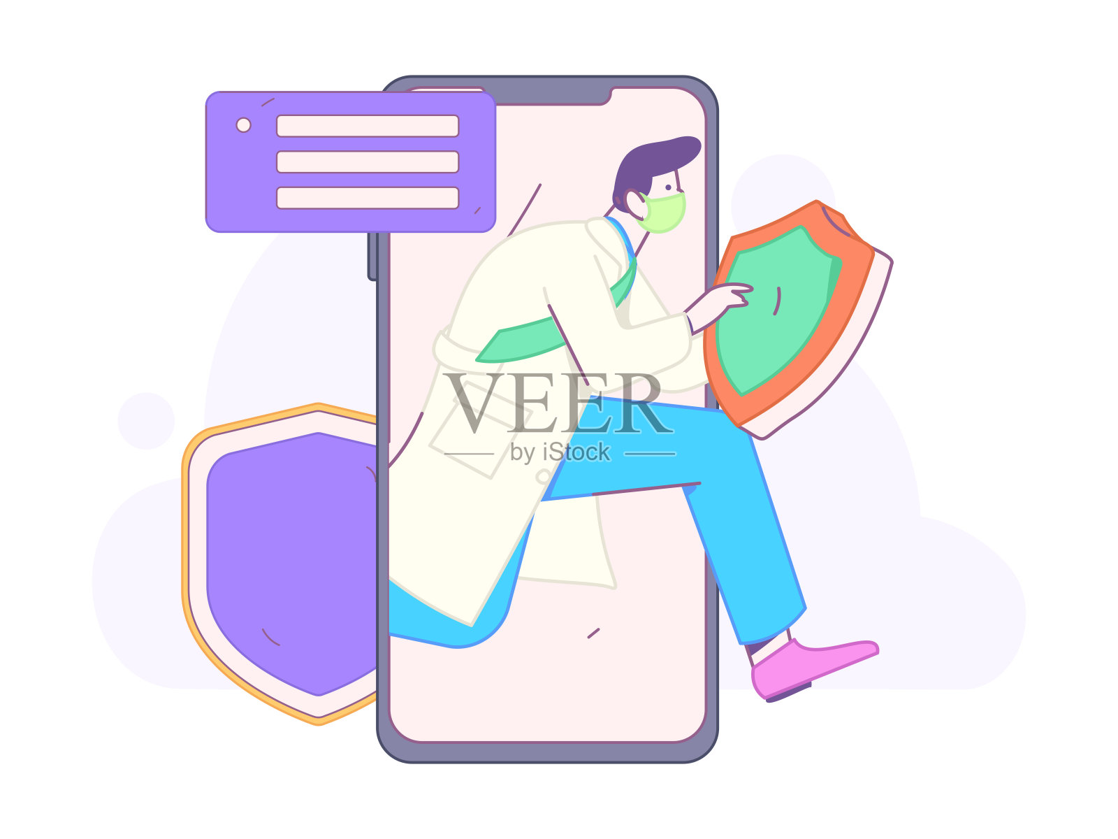 医学人物抗击疫情的平面矢量概念操作手绘插图插画图片素材