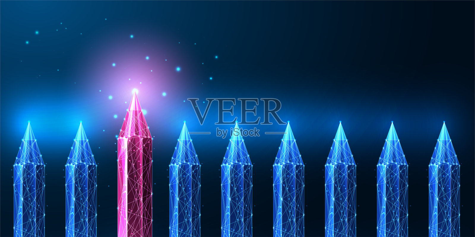 脱颖而出，领导力，个性的未来概念与排铅笔插画图片素材