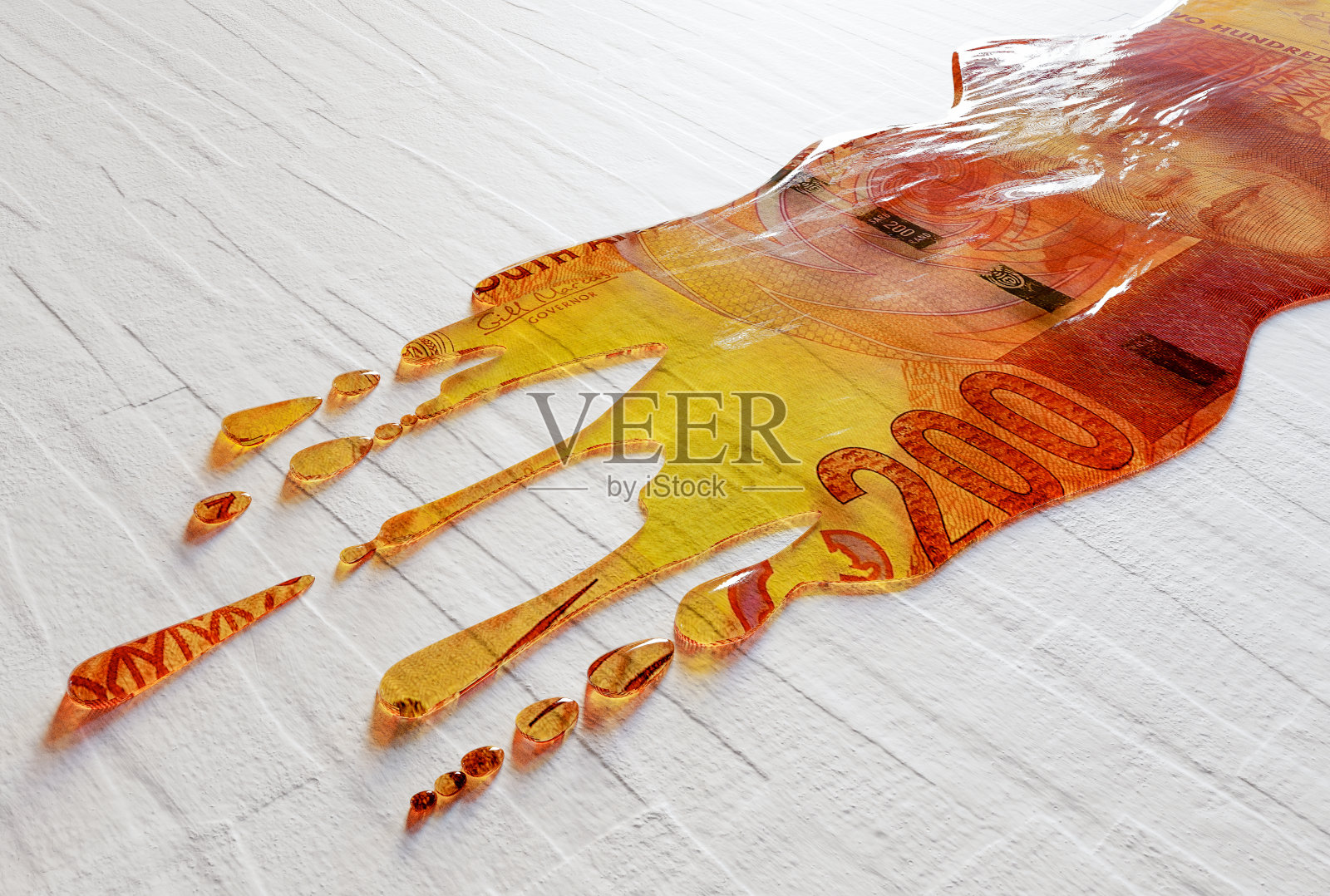 融化的南非兰特钞票照片摄影图片