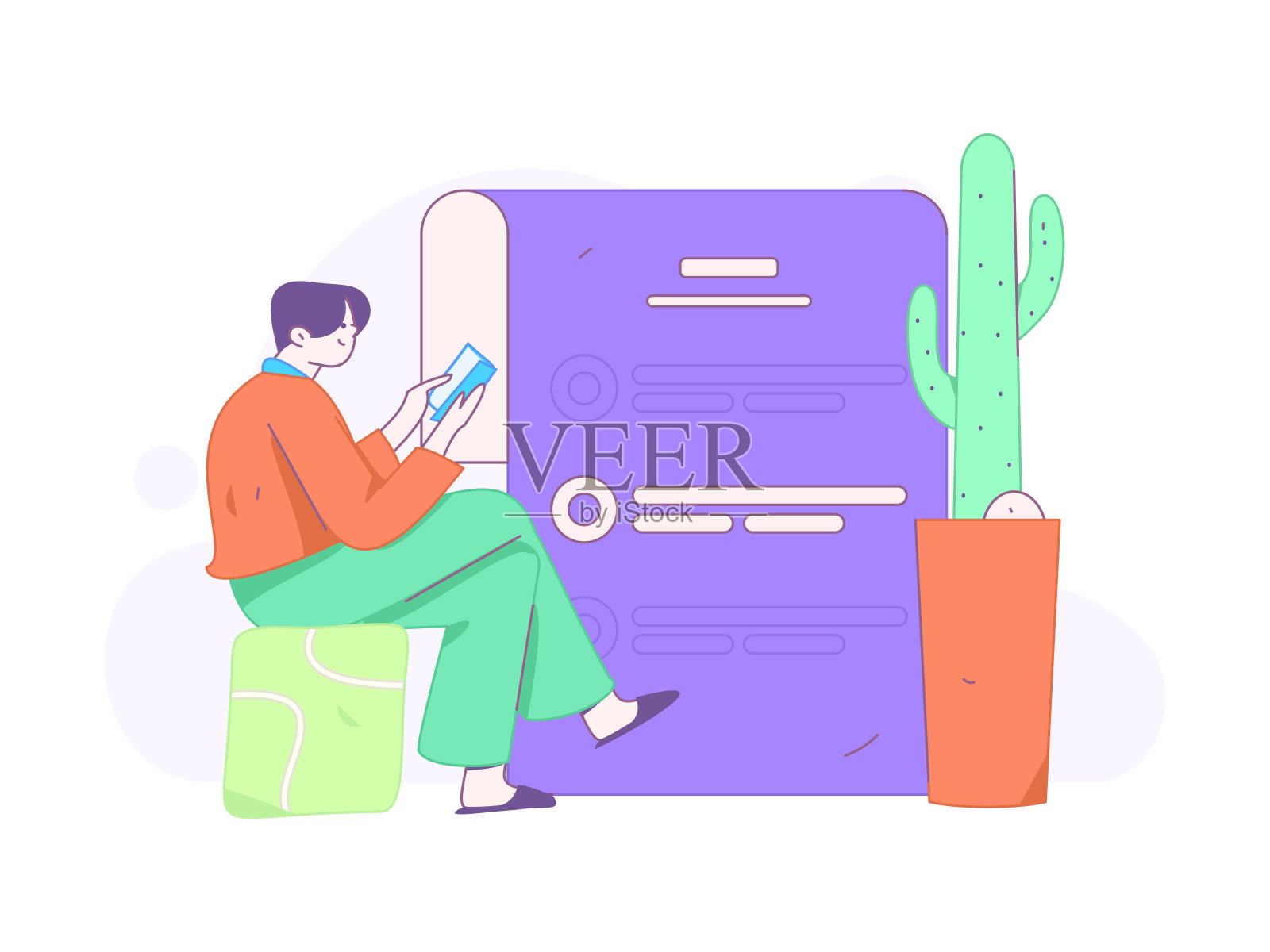 文字阅读静静地矢量概念操作手绘插图插画图片素材