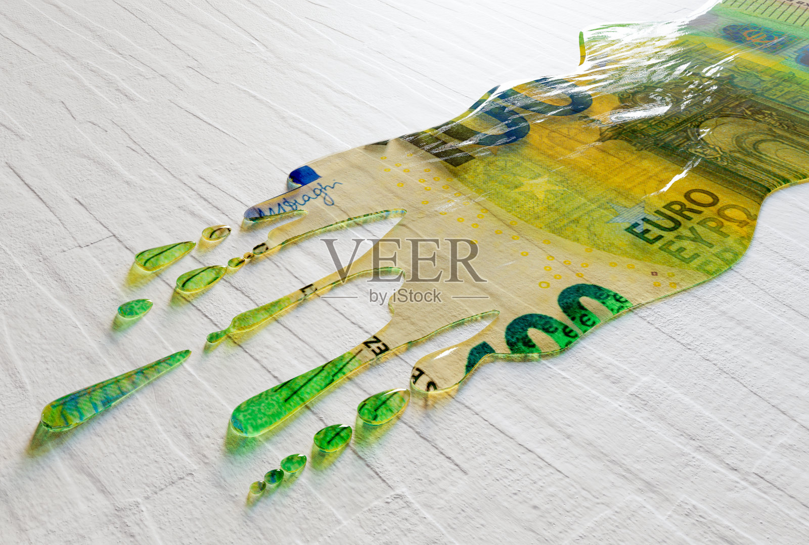 融化滴着的欧洲纸币照片摄影图片