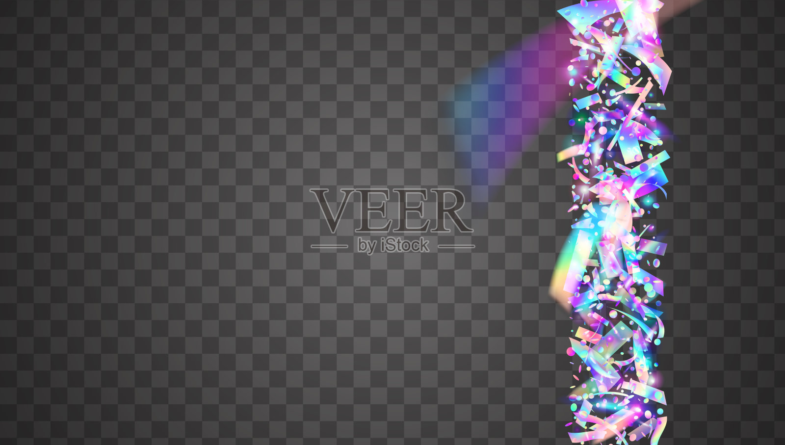 庆祝闪闪发光。独角兽海报。惊喜的。复古彩虹插画。艺术图案。蓝色眩光效果。霓虹灯破裂。五彩纸屑。粉色庆祝亮片插画图片素材