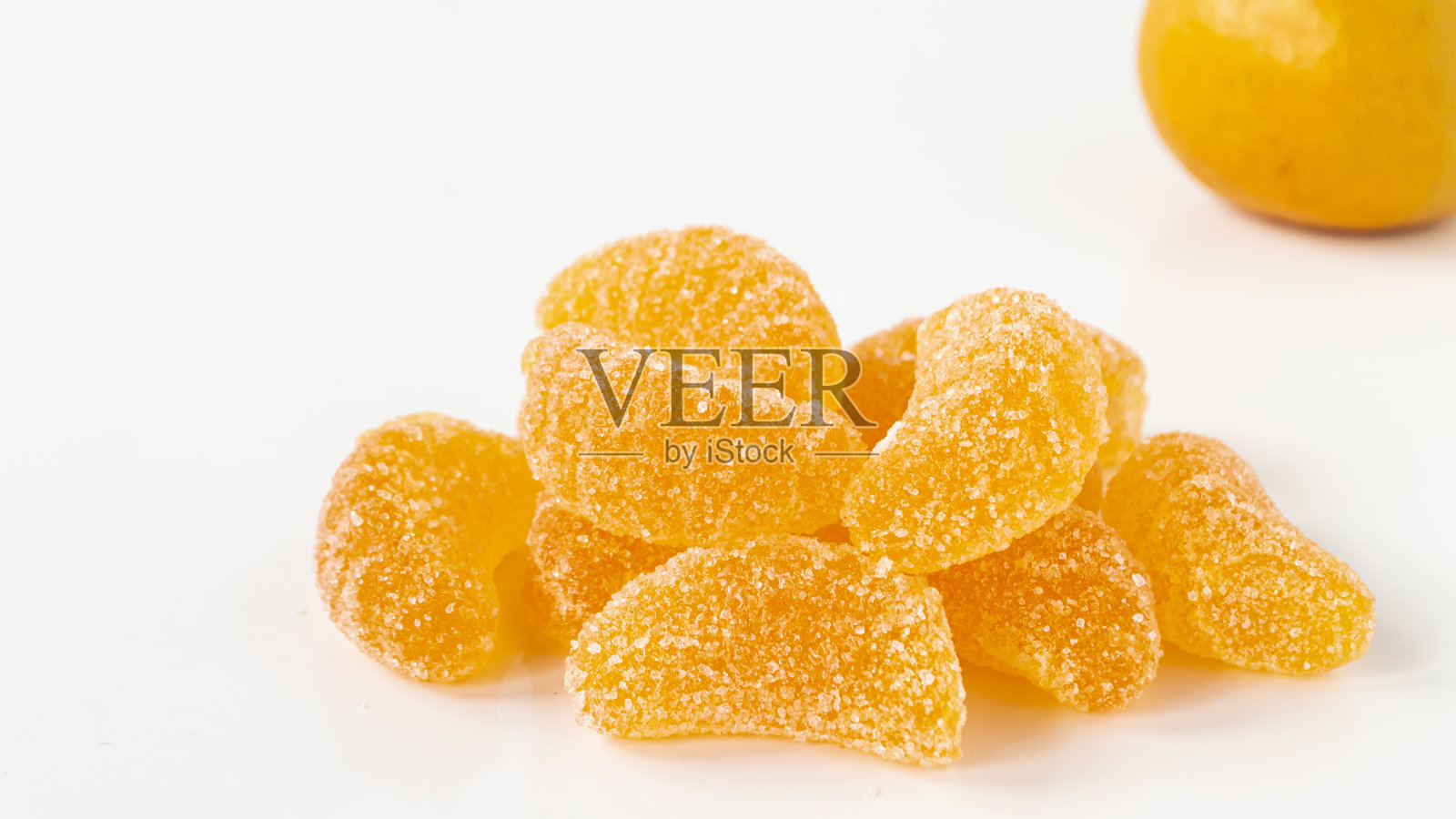 撒了糖的橘子果冻照片摄影图片