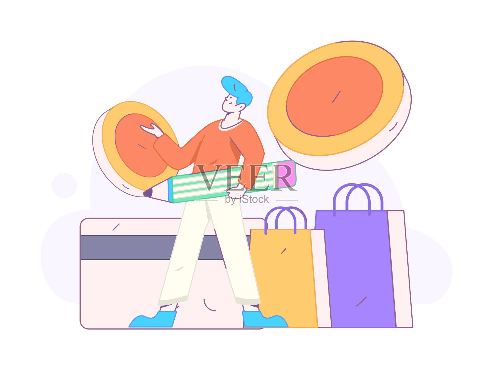 网上购物支付安全字符平面矢量概念操作手绘插图插画图片素材