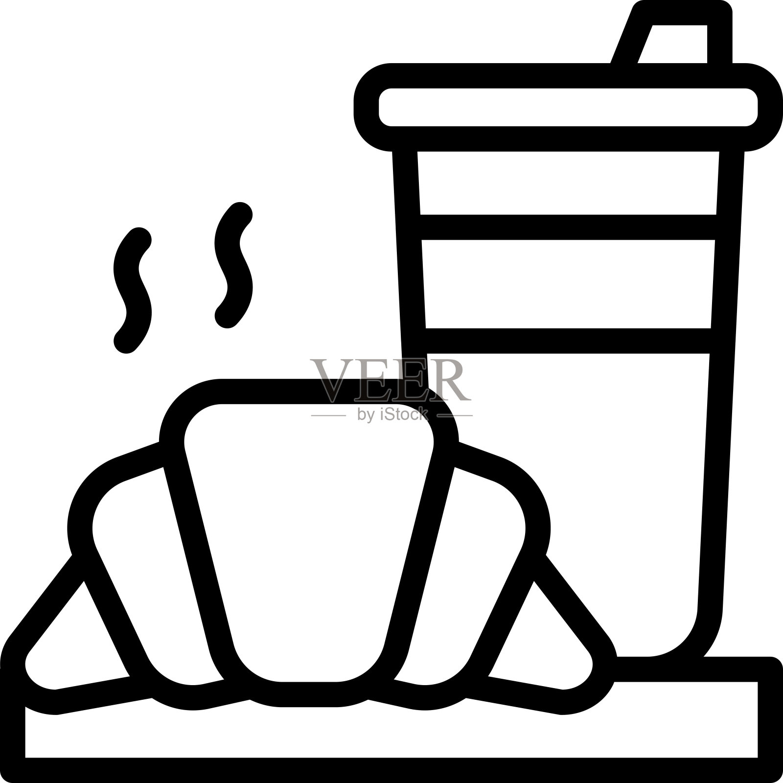 羊角面包图标。面包店的牛角面包图标插画图片素材