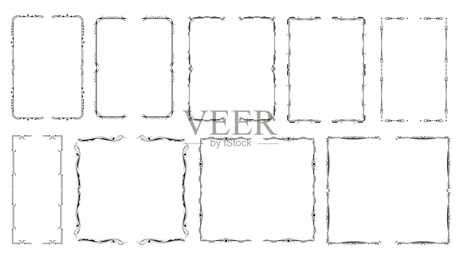 设置黑色简单线条收集不同的涂鸦括号，括号，括号元素矢量设计风格草图隔离插图的横幅插画图片素材