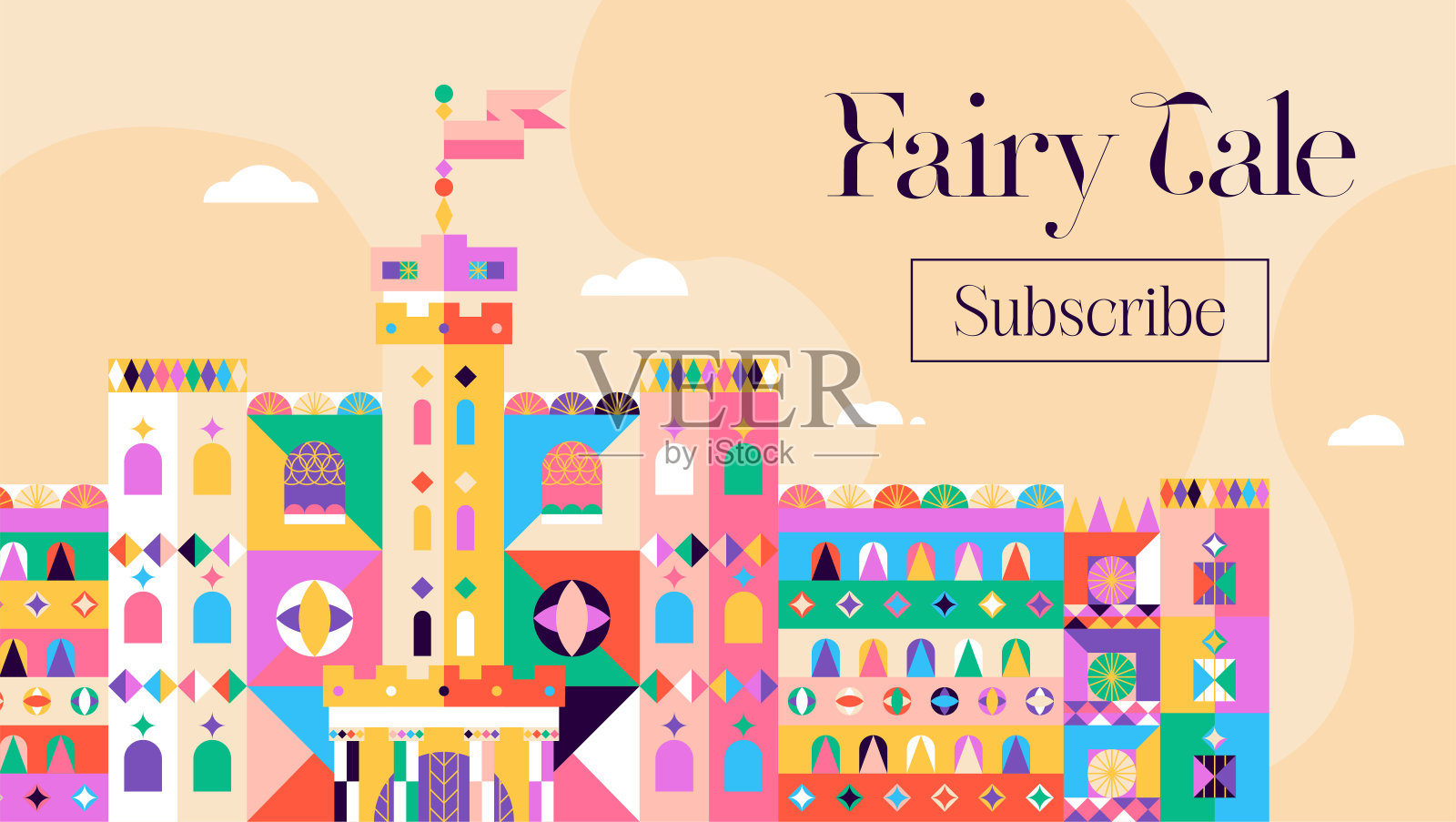 童话城堡banner插画图片素材