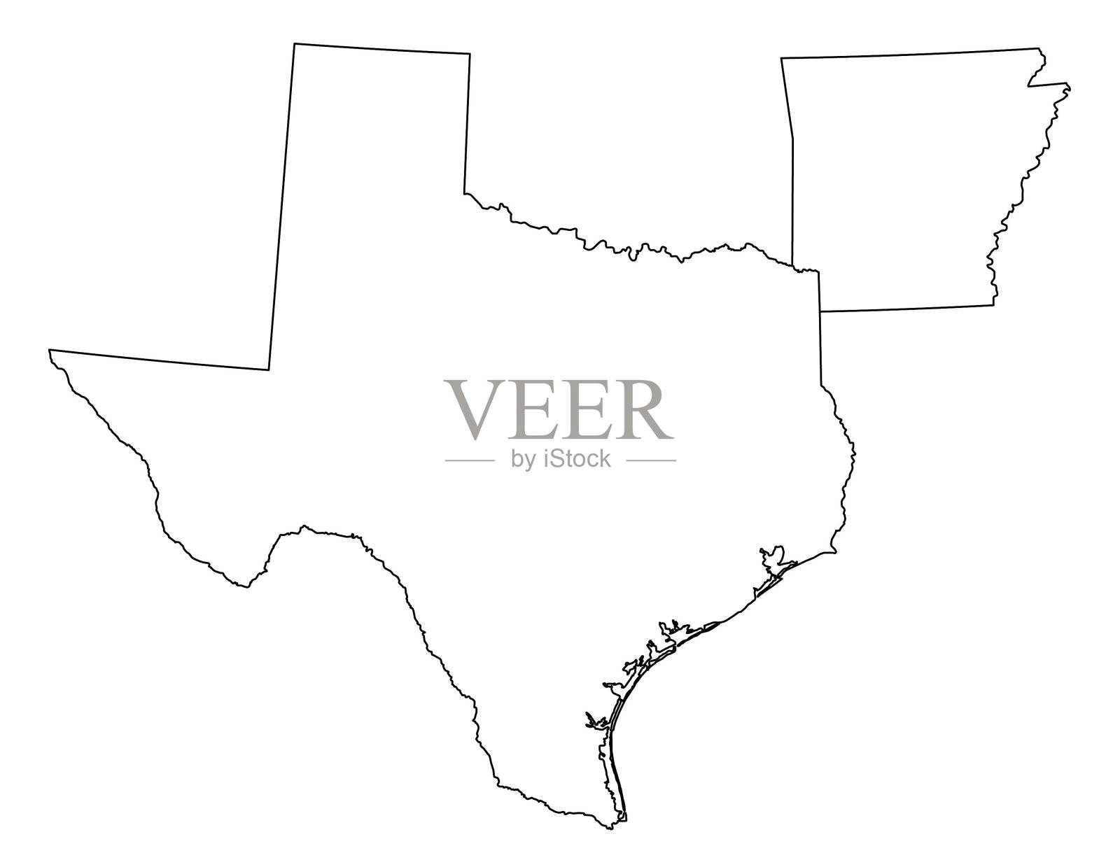 美国各州和地区的地图。美国阿肯色州、德克萨斯州的地图插画图片素材