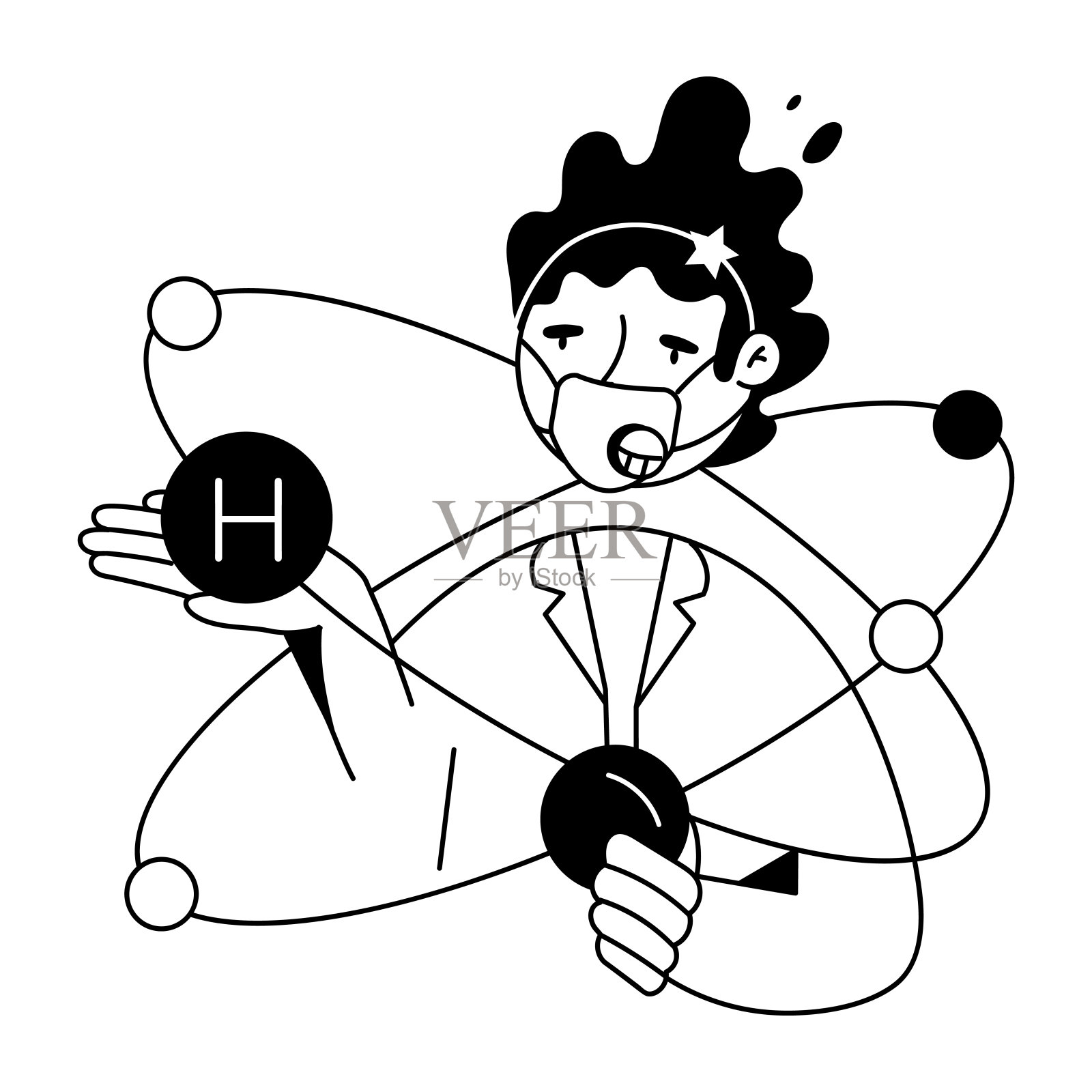 专家科学家手绘迷你插图插画图片素材