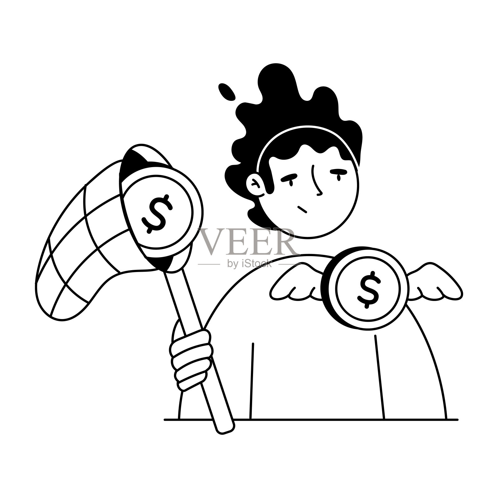 股票投资涂鸦迷你插图插画图片素材