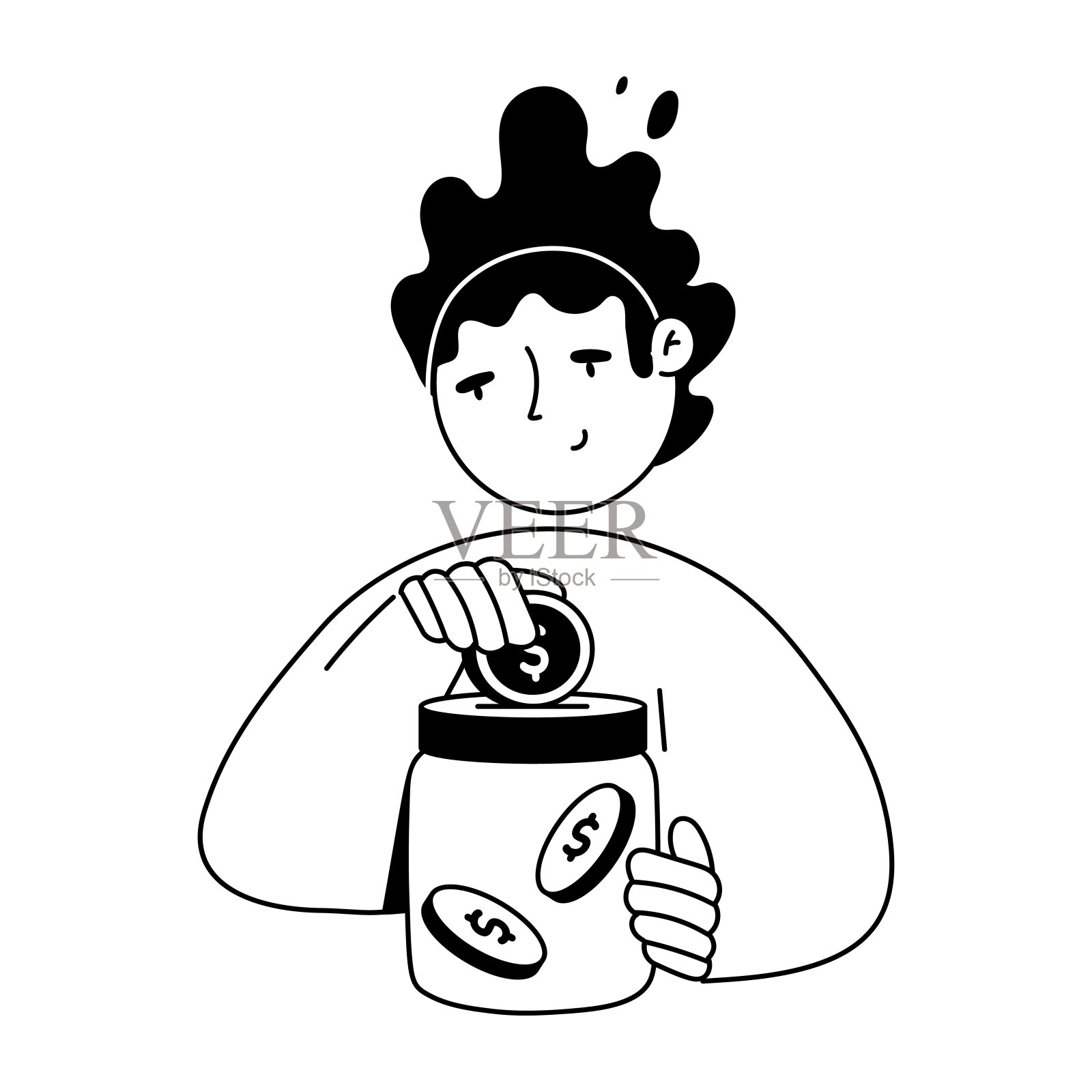 股票投资涂鸦迷你插图插画图片素材