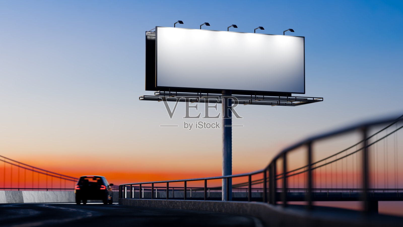 街道高速公路上空白的广告牌照片摄影图片