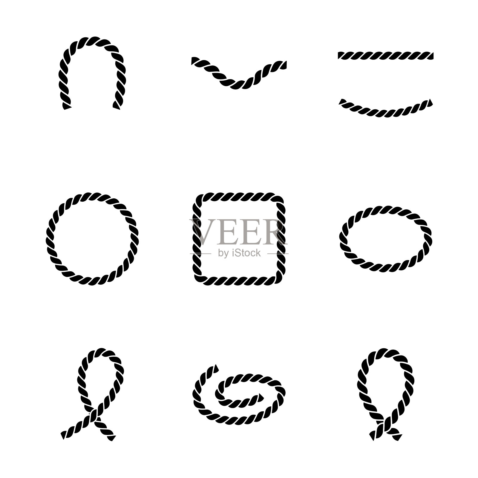 绳索矢量插图的装饰元素集插画图片素材