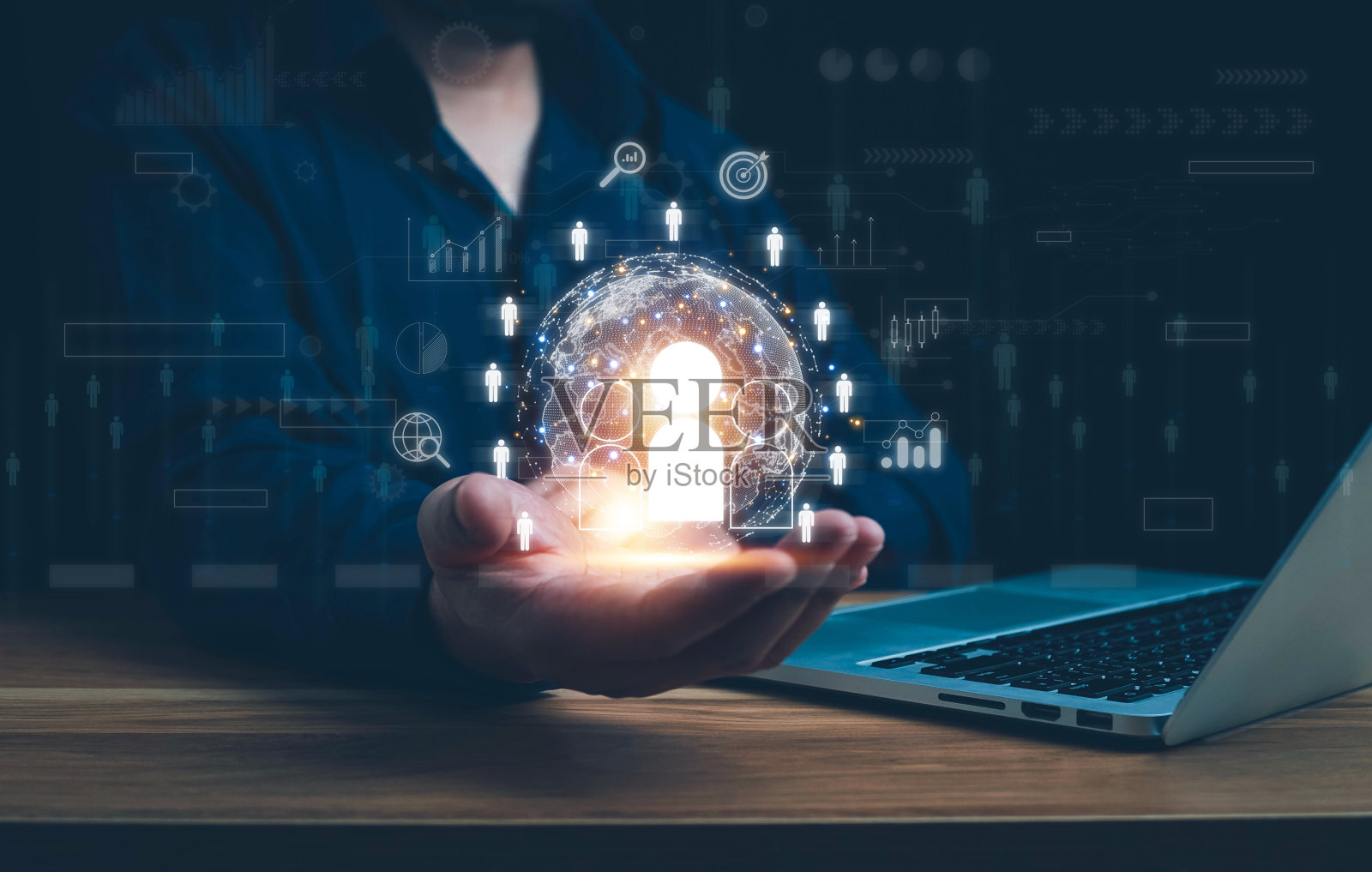 客户关系管理，商家利用平板电脑与全球结构客户网络技术，进行数据交换开发。客户服务，社交媒体。在线数字营销。照片摄影图片