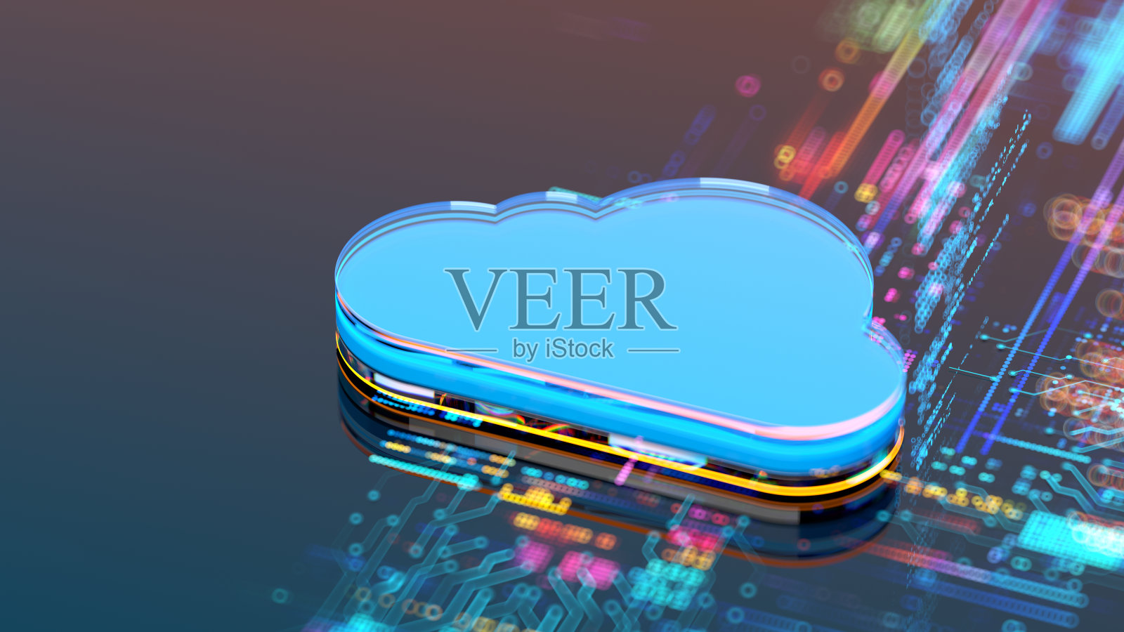 云计算——数字技术的概念。照片摄影图片