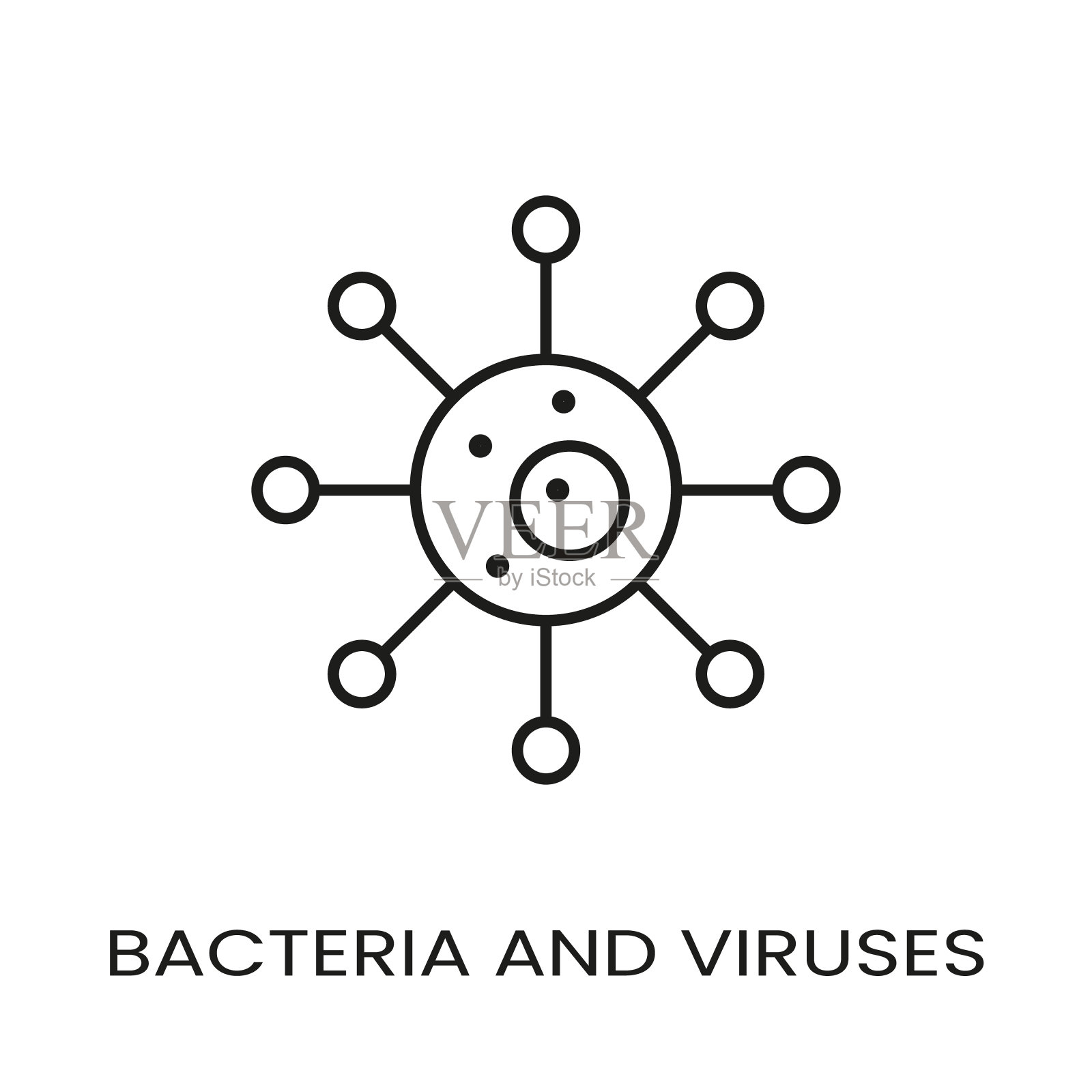 带有可编辑笔划的病毒和细菌线矢量图标插画图片素材